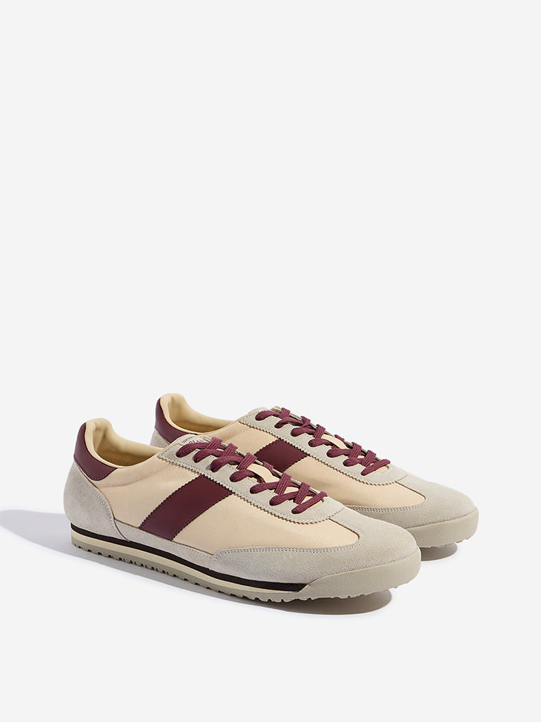 SOLEPLAY Beige Colour-Blocked Lace-Up Sneakers