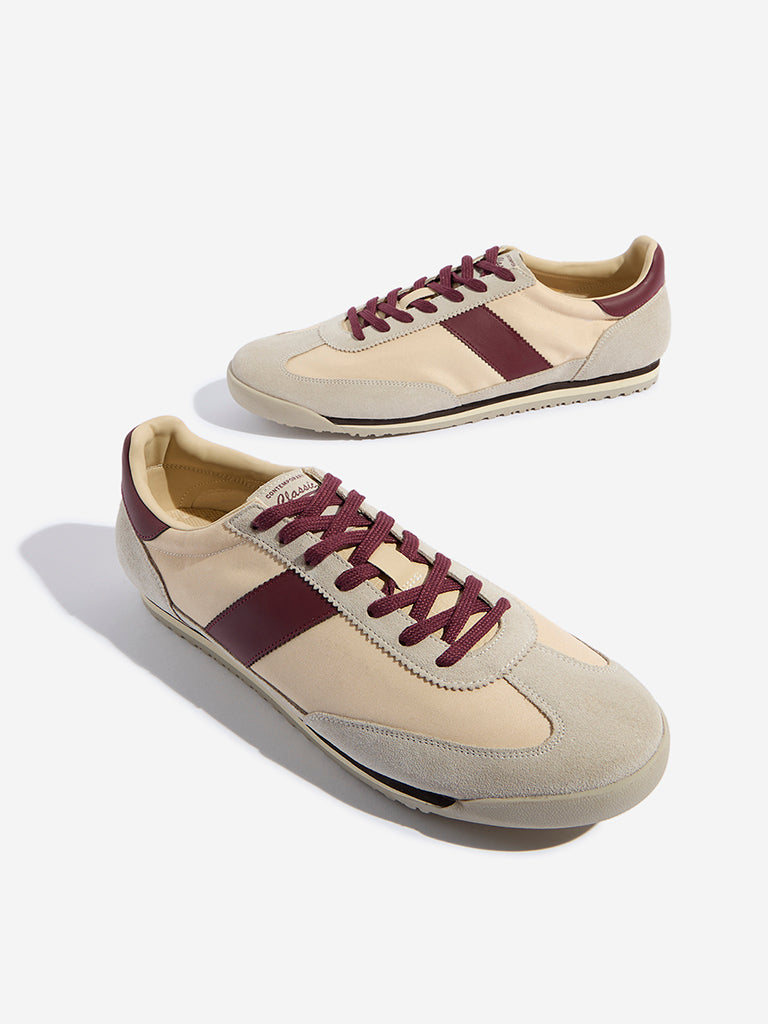 SOLEPLAY Beige Colour-Blocked Lace-Up Sneakers