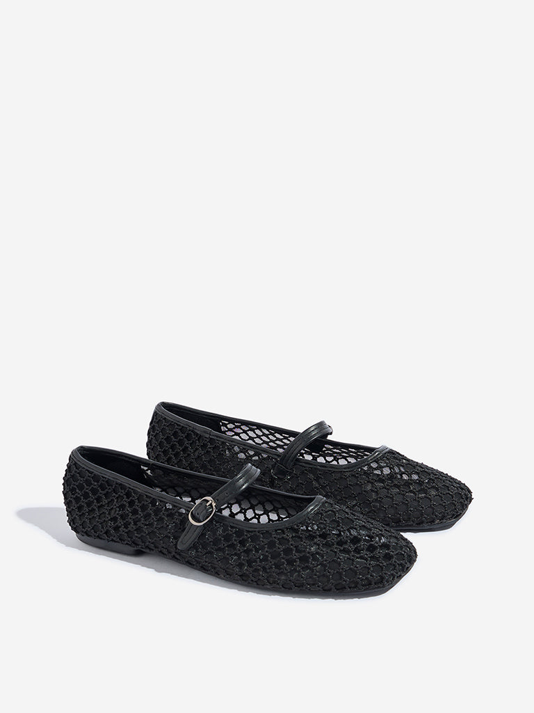 LUNA BLU Black Mesh Mary Jane Shoes