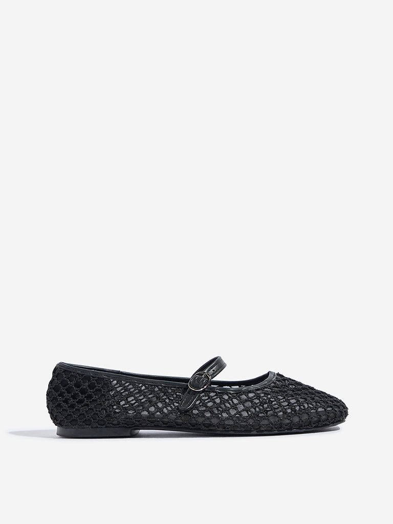 LUNA BLU Black Mesh Mary Jane Shoes