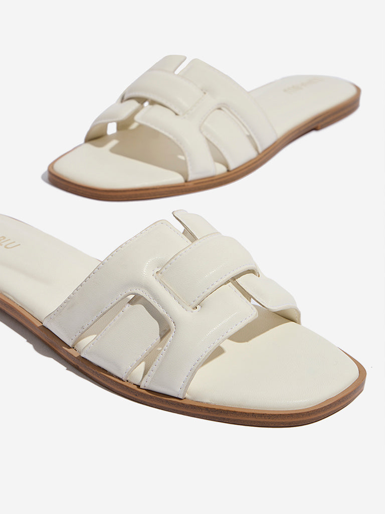 LUNA BLU White Multi-Strap Slides