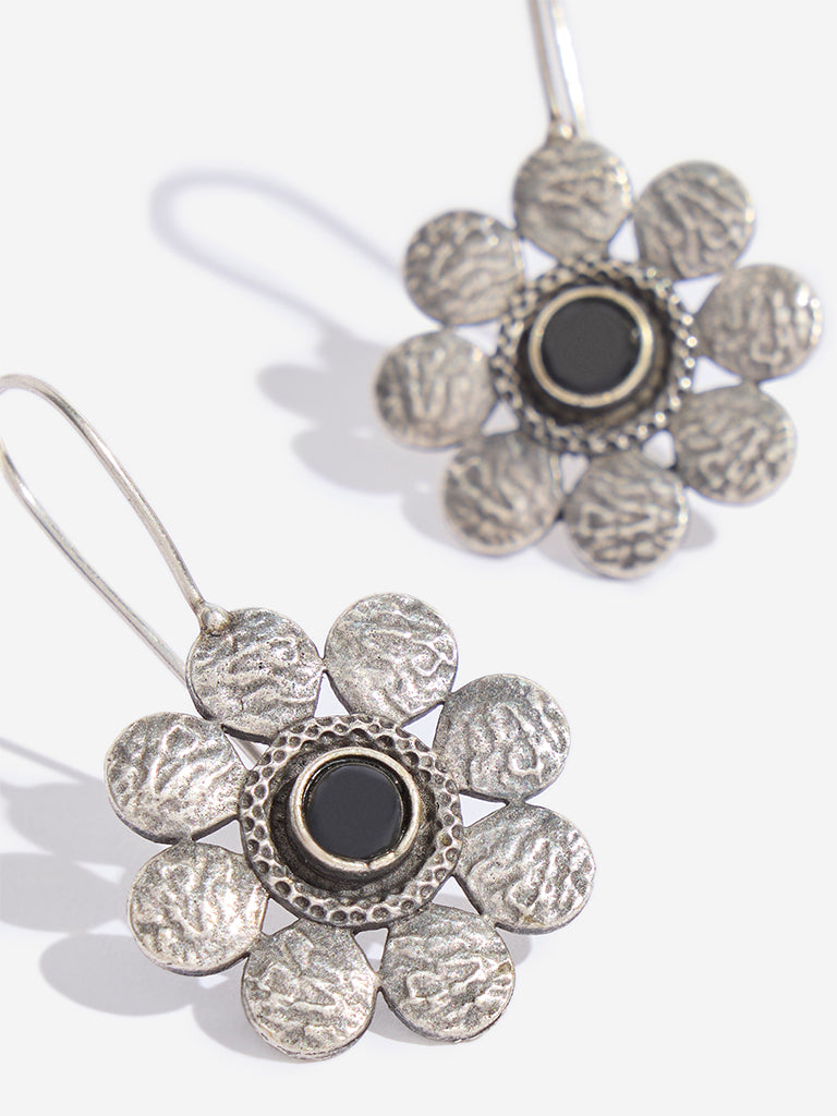 Westside Accessories Black Gemstone Flower Earrings