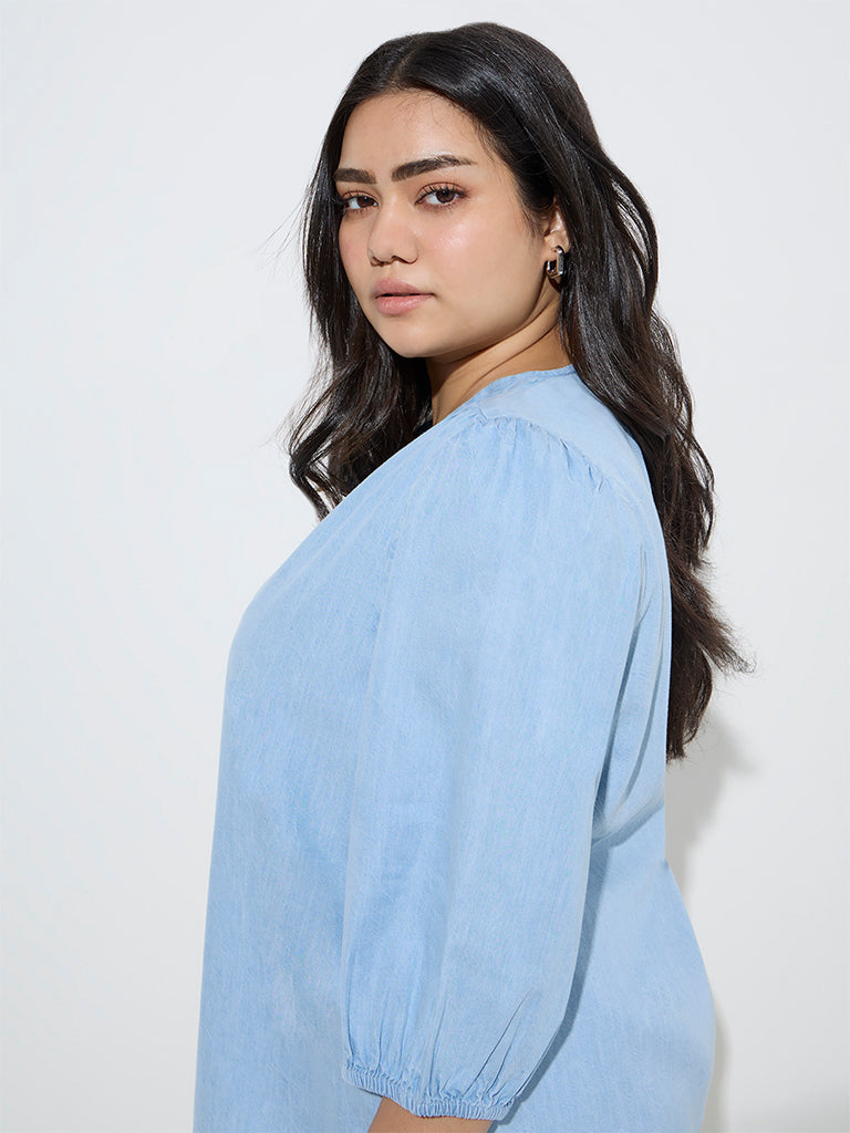 Gia Light Blue Denim Blouse