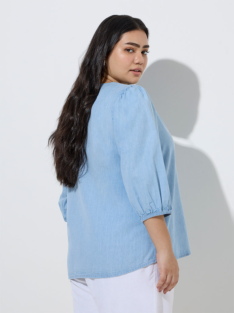 Gia Light Blue Denim Blouse