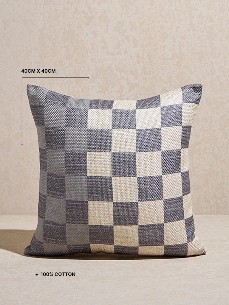 Westside Home Dusty Blue Checks Design Cushion Cover