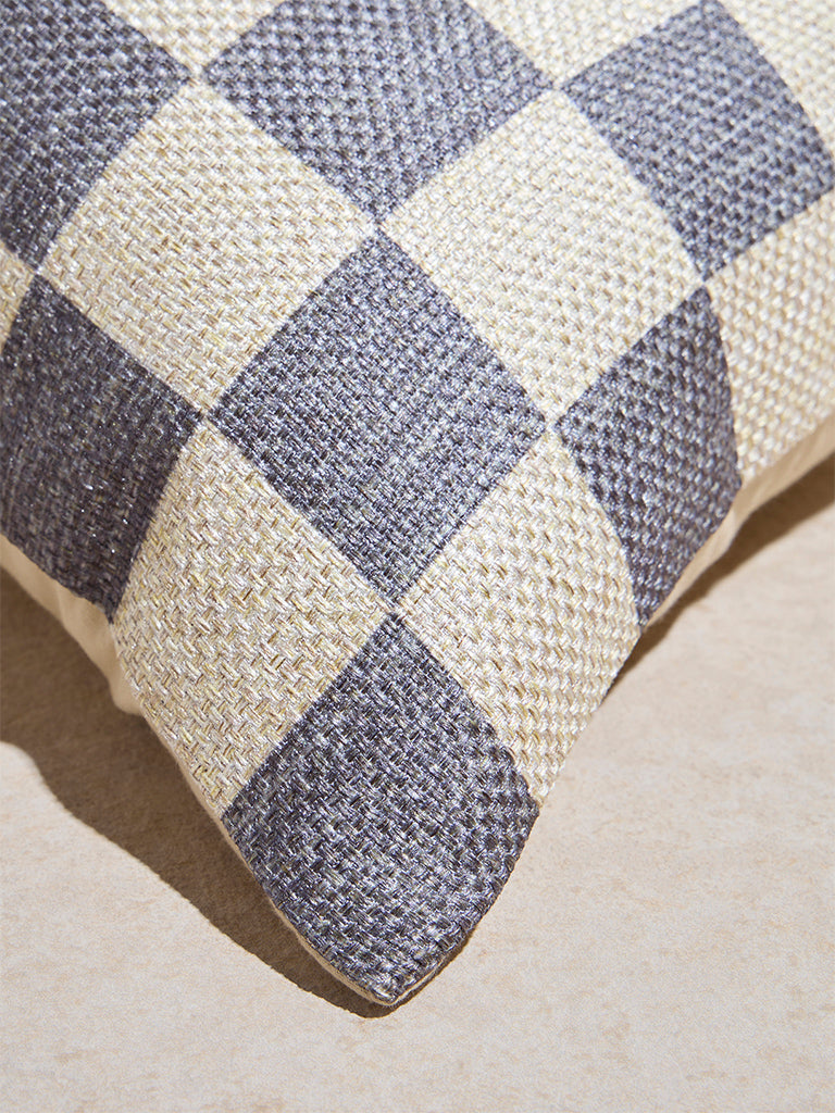 Westside Home Dusty Blue Checks Design Cushion Cover