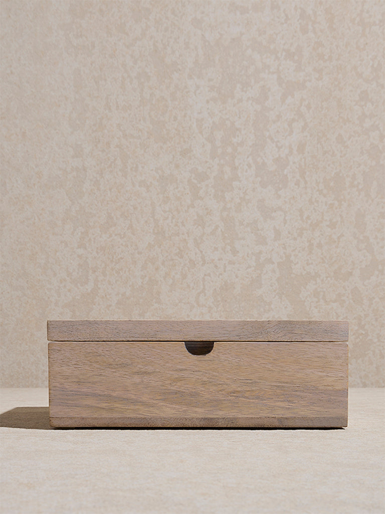 Westside Home Beige Floral Etched Wooden Nut Box