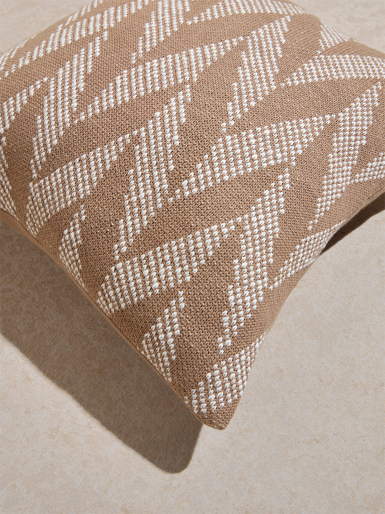 Westside Home Brown Chevron Printed Cushion Cover