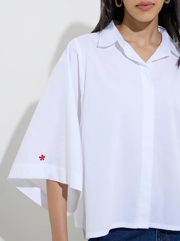 Utsa White Solid Cotton Shirt