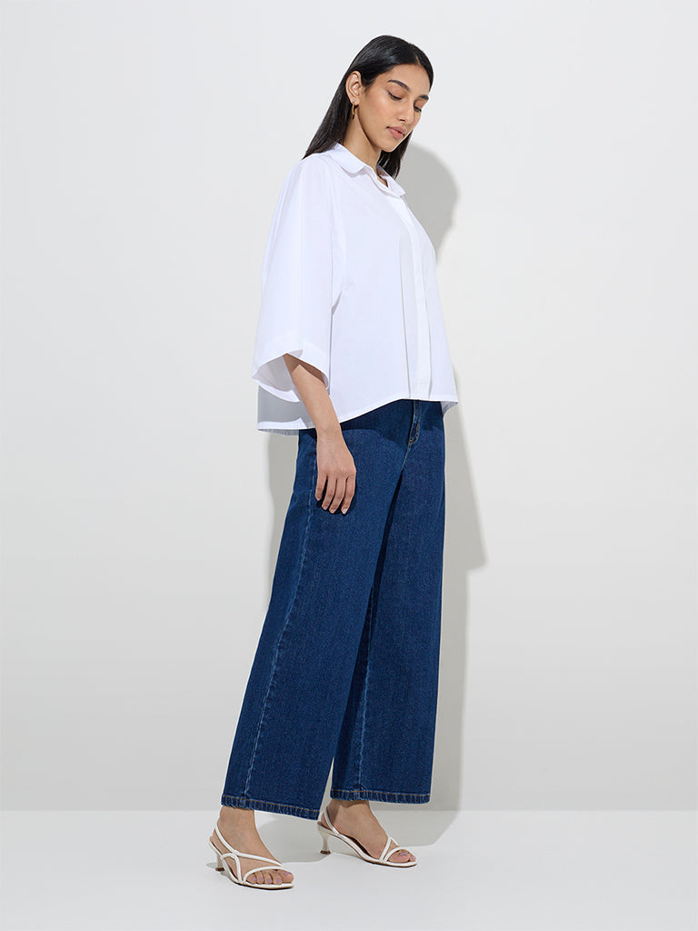 Utsa White Solid Cotton Shirt