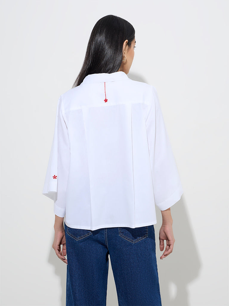 Utsa White Solid Cotton Shirt