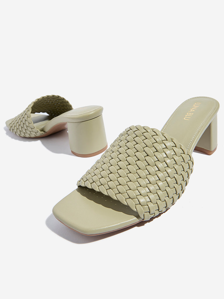 Westside LUNA BLU Women's  Sage Woven-Textured Block Heel Sandals for Casual Wear Zoomed View