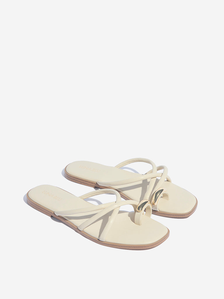 LUNA BLU Ivory Cord Toe-Ring Sandals