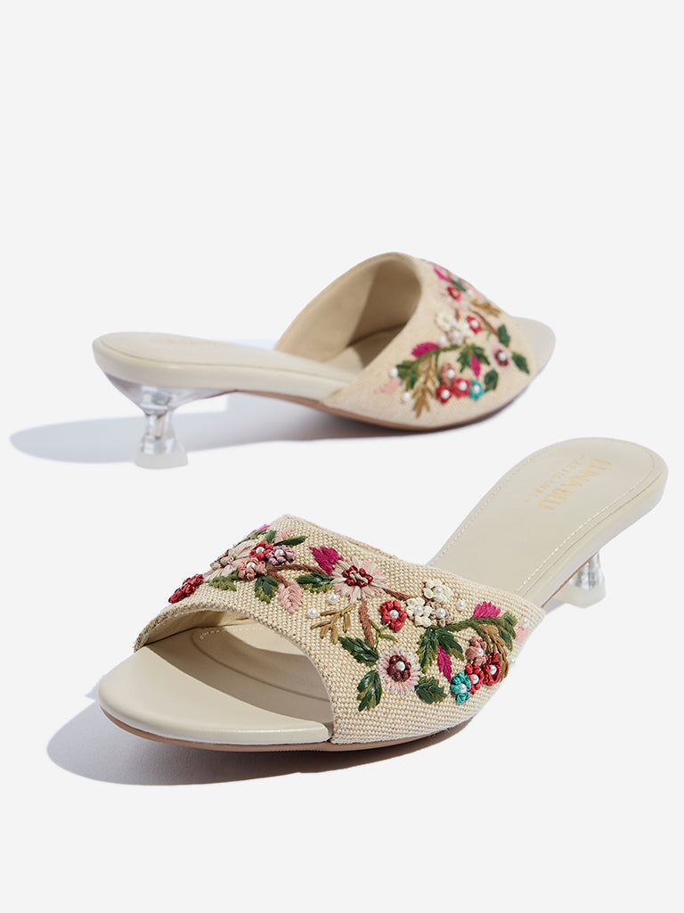 Westside LUNA BLU Women's  Multicolour Floral Embroidered Heel Sandals for Festival Wear Zoomed View