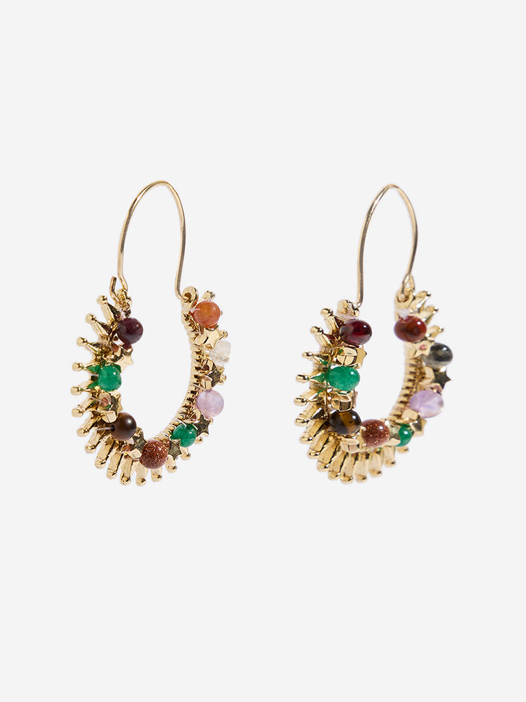 Westside Accessories Multicolour Gemstone Hoop Earrings