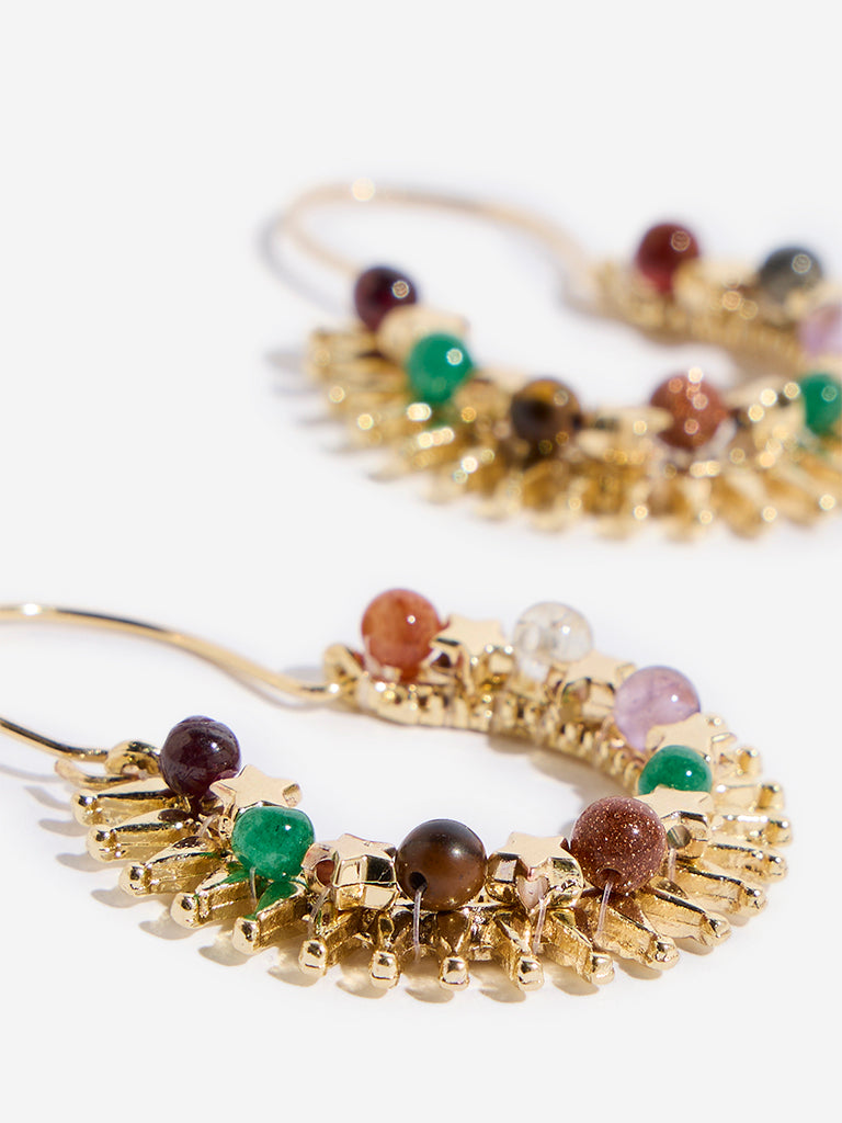 Westside Accessories Multicolour Gemstone Hoop Earrings