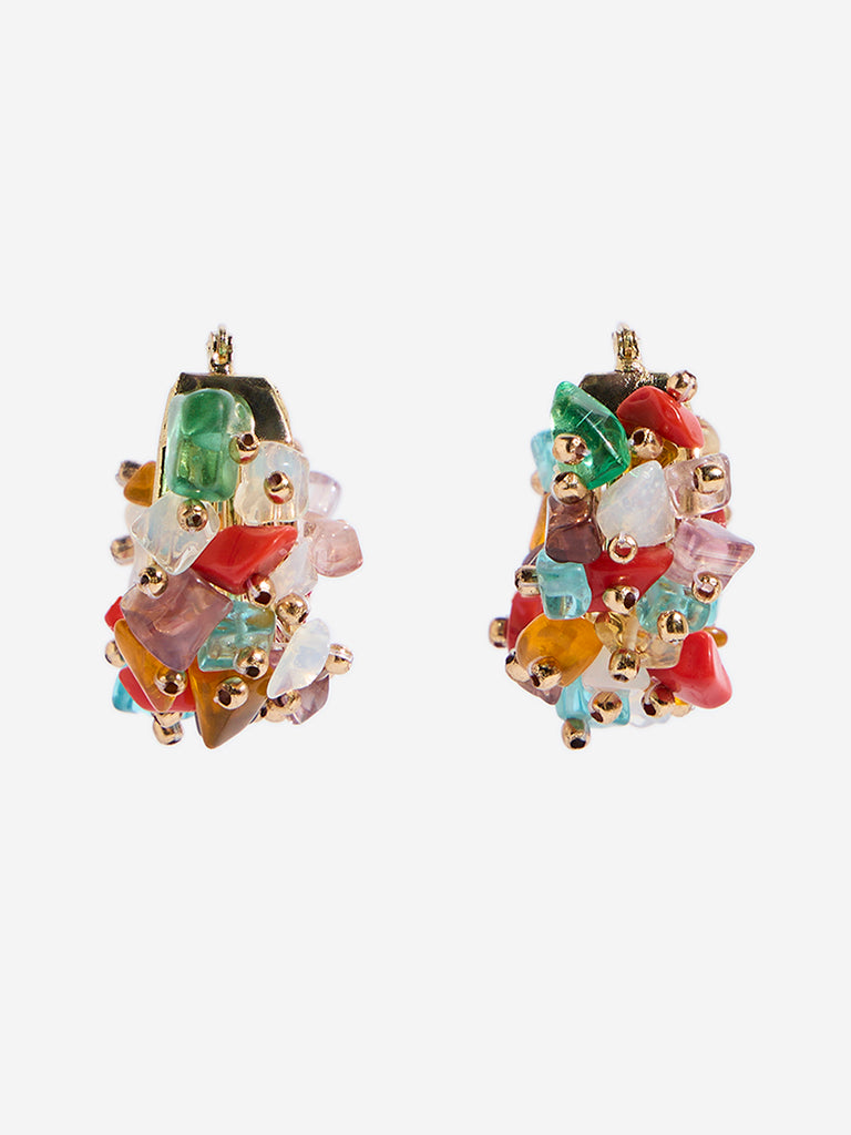 Westside Accessories Multicolour Gemstone Hoop Earrings