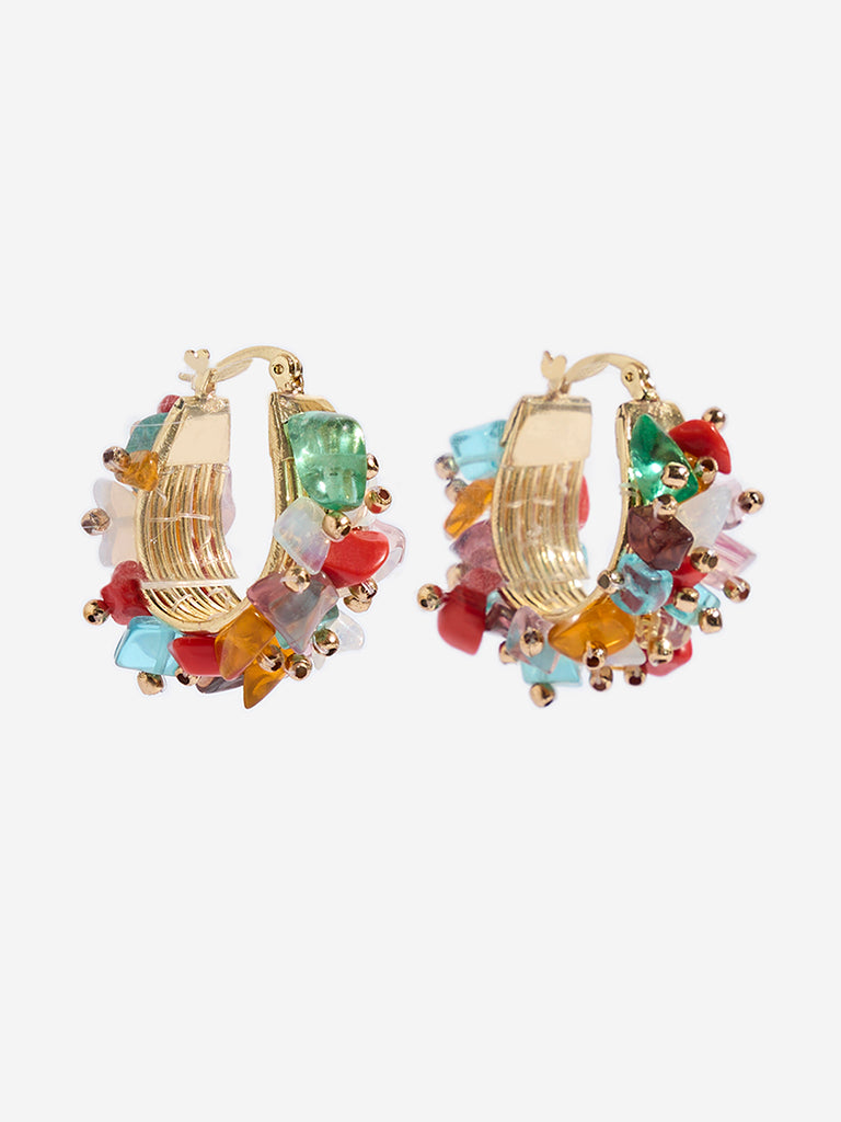 Westside Accessories Multicolour Gemstone Hoop Earrings