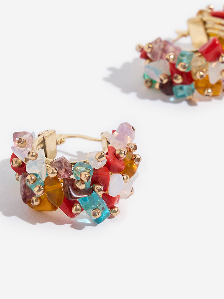 Westside Accessories Multicolour Gemstone Hoop Earrings