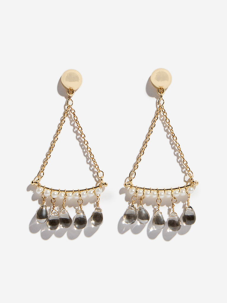 Westside Accessories Gold Gemstones Chain Dangler Earrings