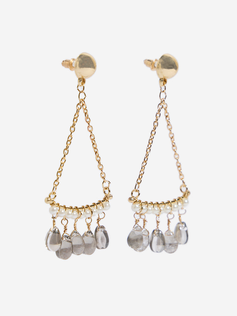 Westside Accessories Gold Gemstones Chain Dangler Earrings