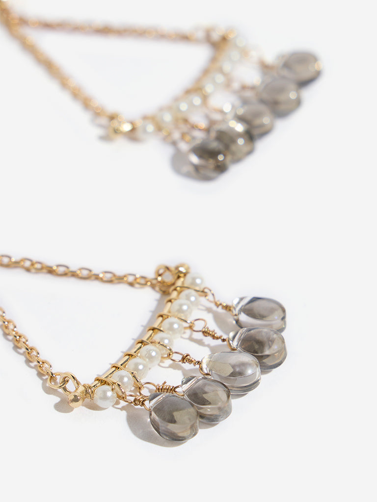 Westside Accessories Gold Gemstones Chain Dangler Earrings