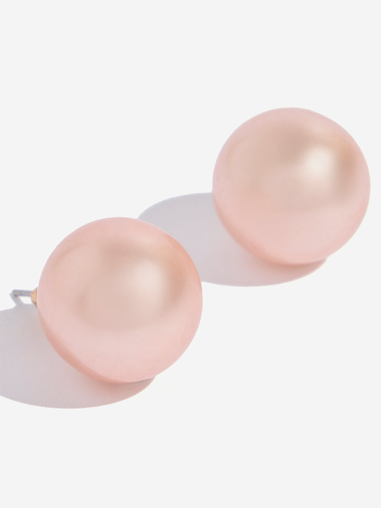 Westside Accessories Peach Big Pearl Stud Earrings