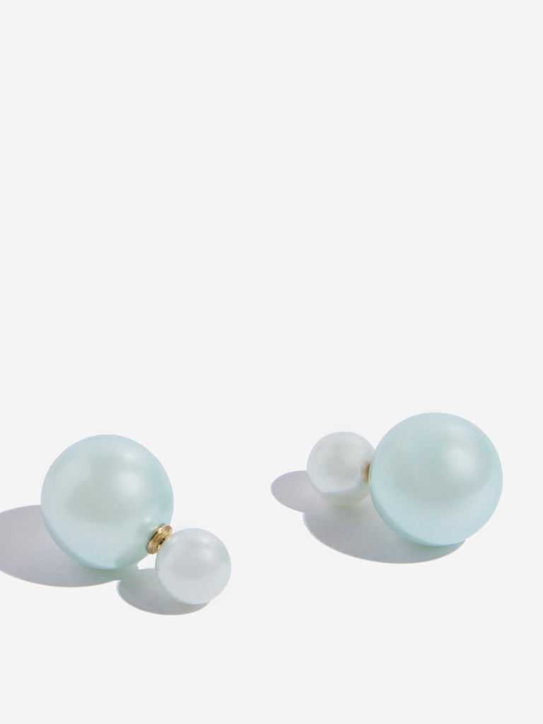 Westside Accessories Blue Ball Bearing Pearl Earrings