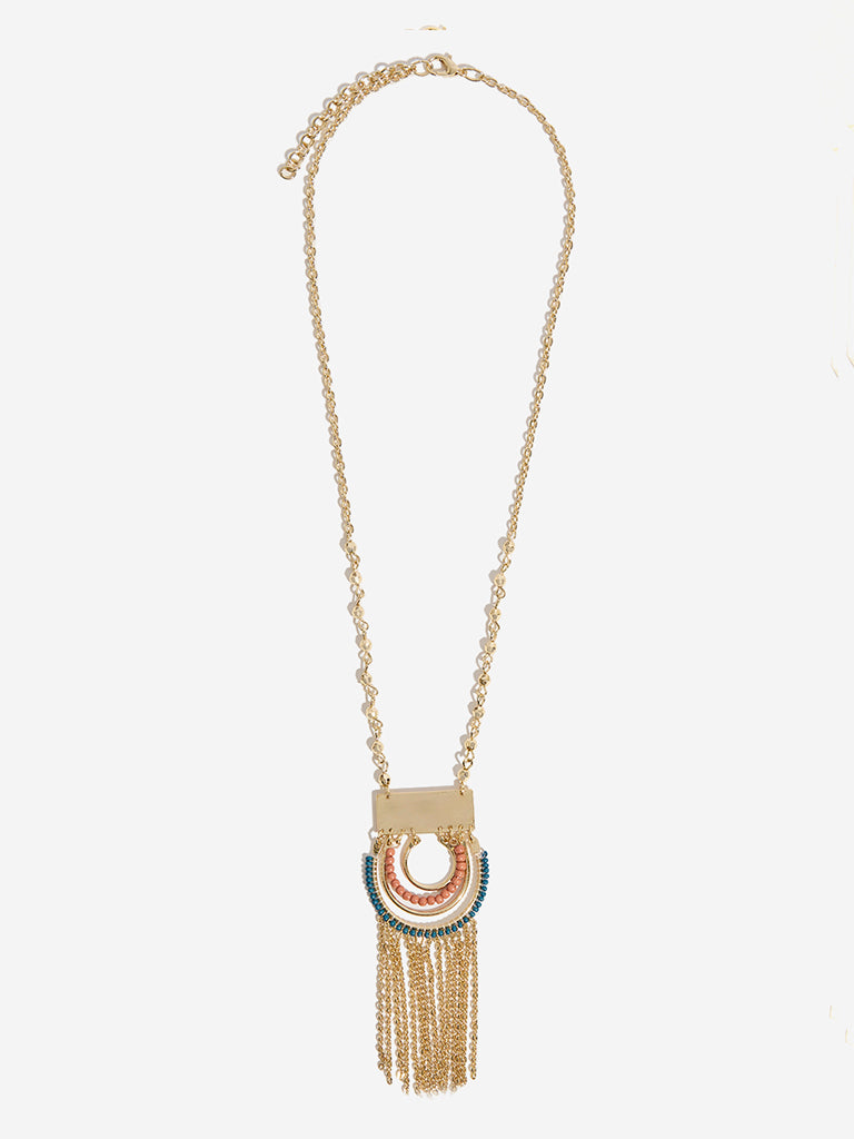 Westside Accessories Gold Gemstones Long Chain Necklace