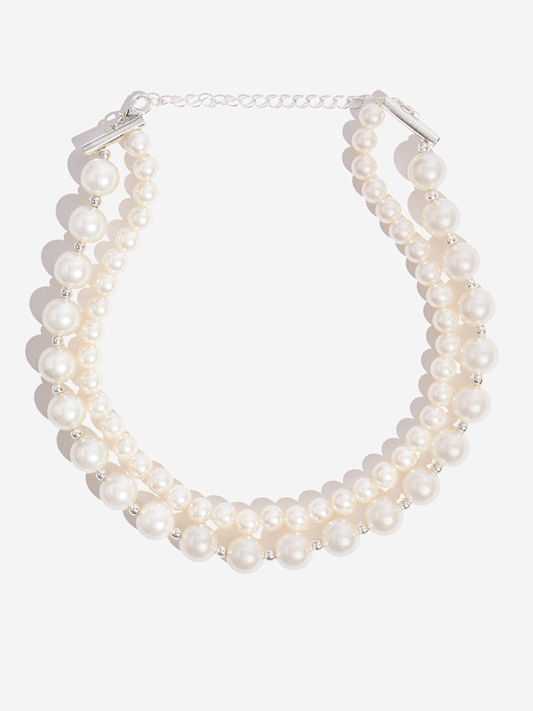 Westside Accessories White Pearl Choker Necklace