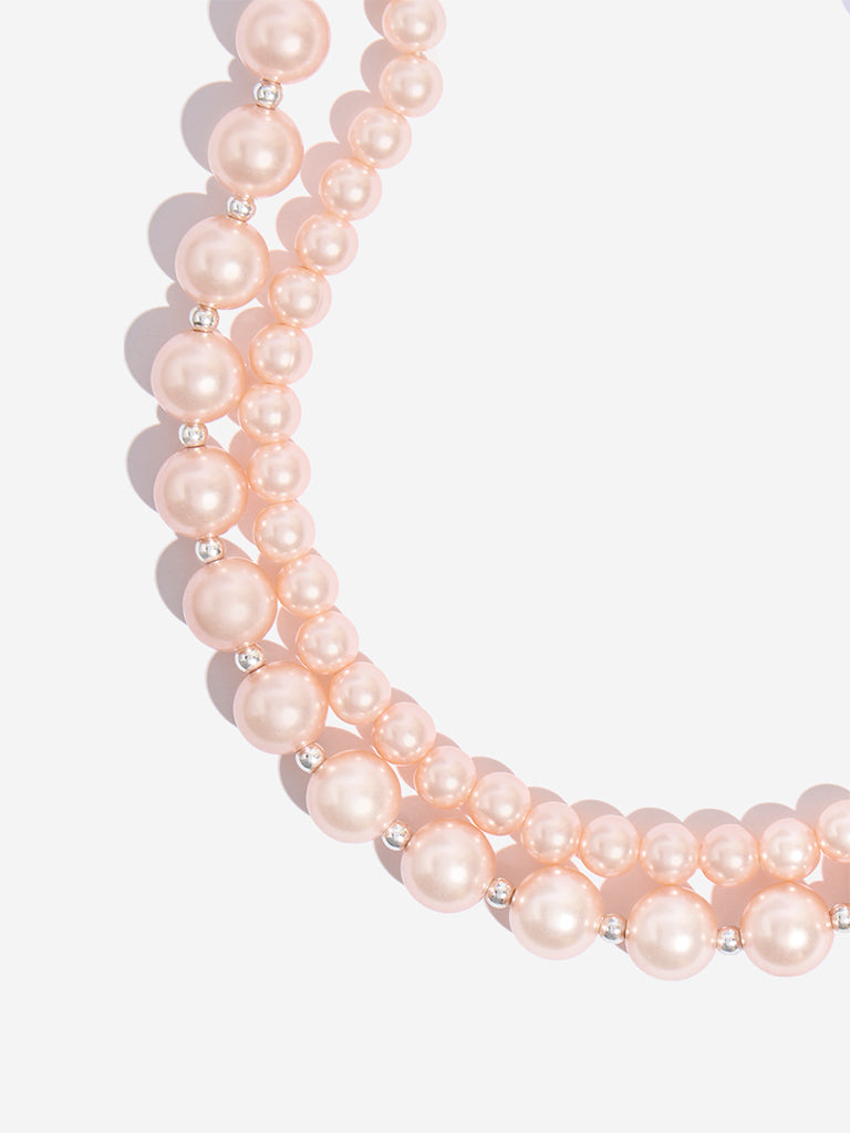 Westside Accessories Peach Pearl Choker Necklace