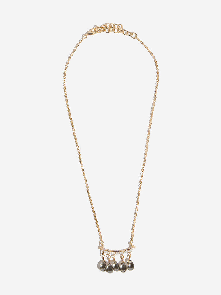 Westside Accessories Gold Glass Gemstone Long Pendant Necklace