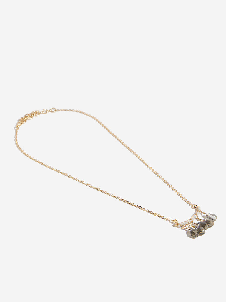 Westside Accessories Gold Glass Gemstone Long Pendant Necklace