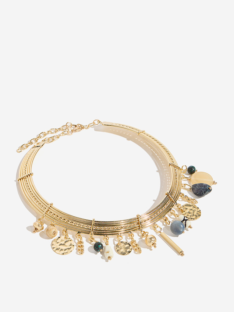 Westside Accessories Gold Gemstone Boho Choker Necklace