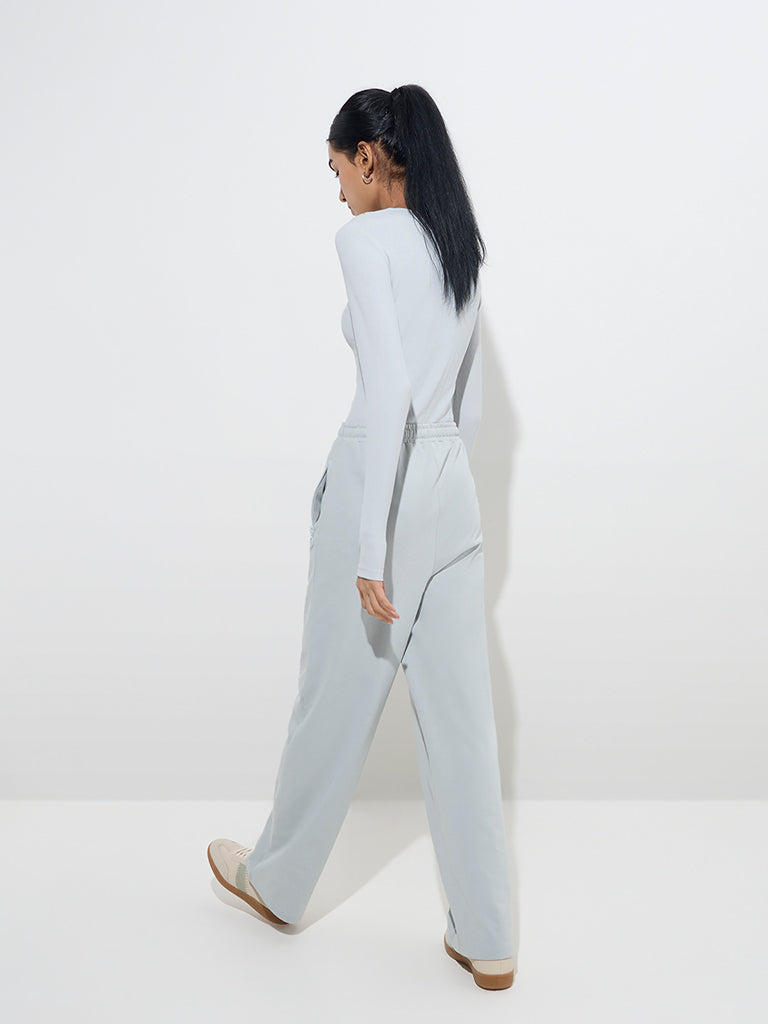 Studiofit Grey Ribbed-Textured Bodysuit