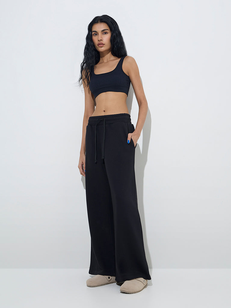 Superstar Black Wide-Leg High-Rise Cotton Pants