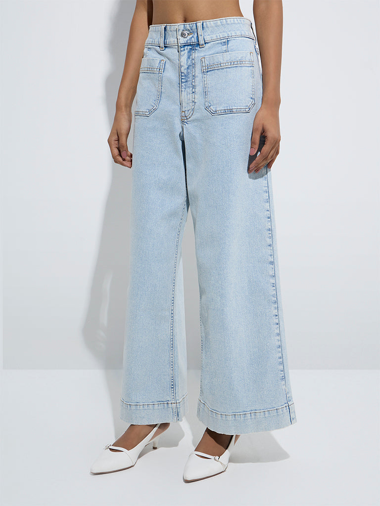 LOV Blue Wide-Leg High-Rise Jeans