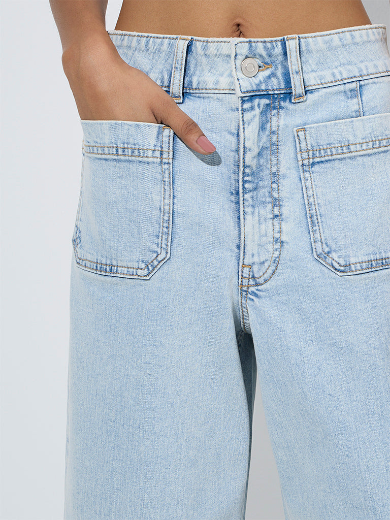 LOV Blue Wide-Leg High-Rise Jeans