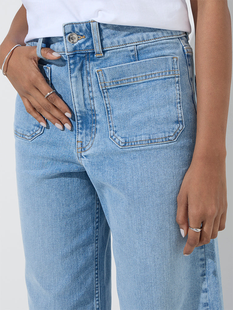 LOV Light Blue Wide-Leg High-Rise Jeans