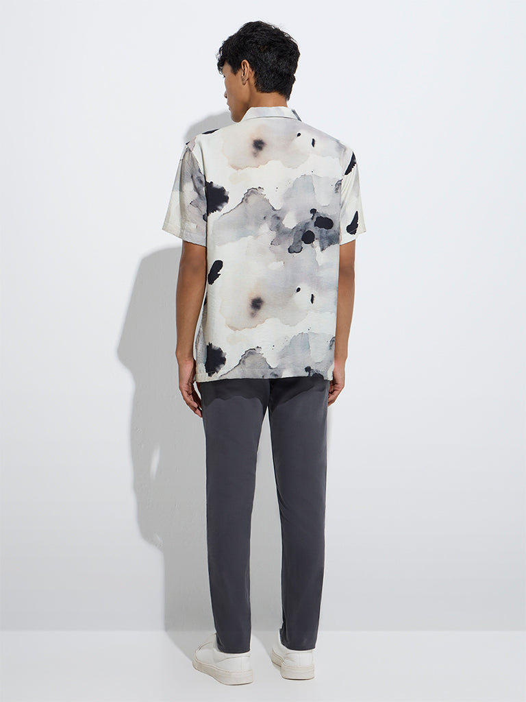 Nuon Grey Solid Relaxed-Fit Cotton-Blend Chinos