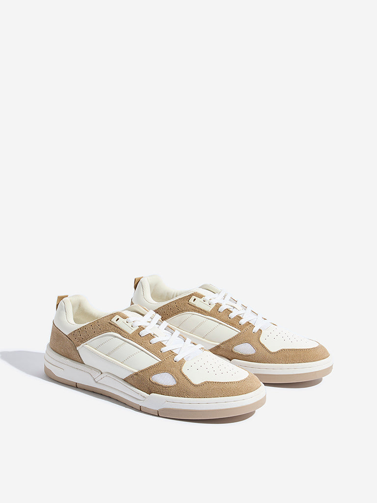 SOLEPLAY Taupe Colour-Blocked Lace-Up Sneakers