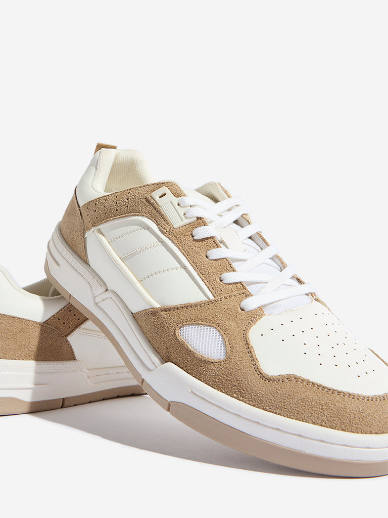 SOLEPLAY Taupe Colour-Blocked Lace-Up Sneakers
