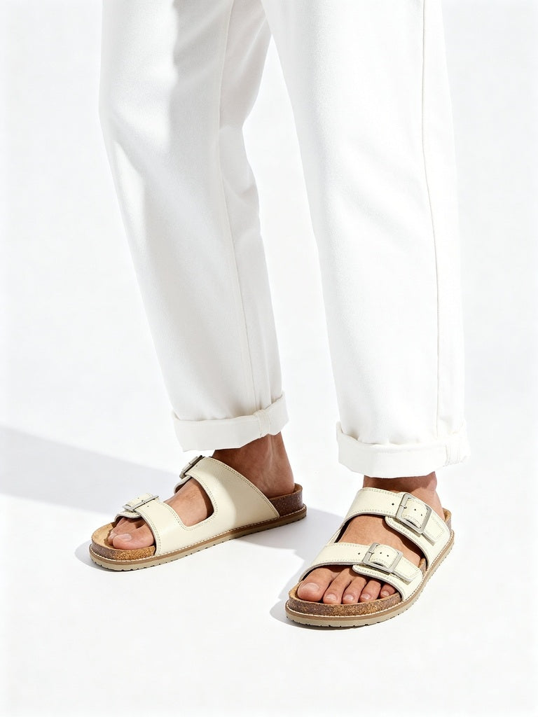 SOLEPLAY Ivory Dual-Strap Buckle-Detailed Sandals