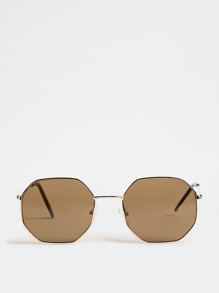 Westside Accessories Olive Geometric Sunglasses with Pouch