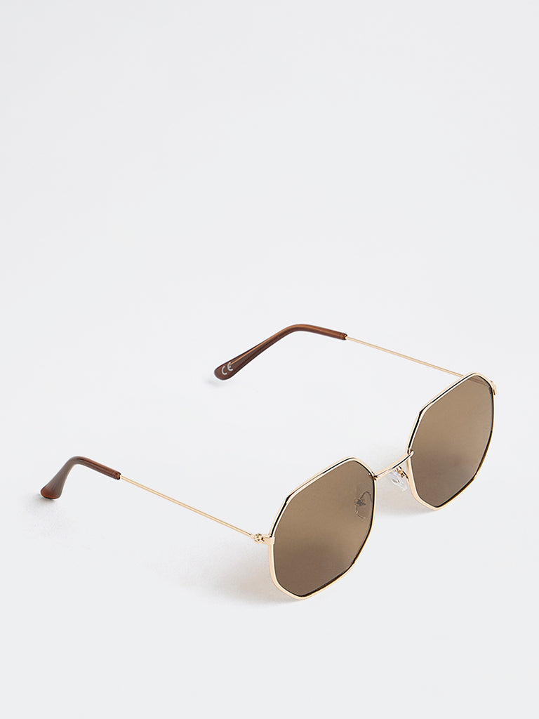 Westside Accessories Olive Geometric Sunglasses with Pouch