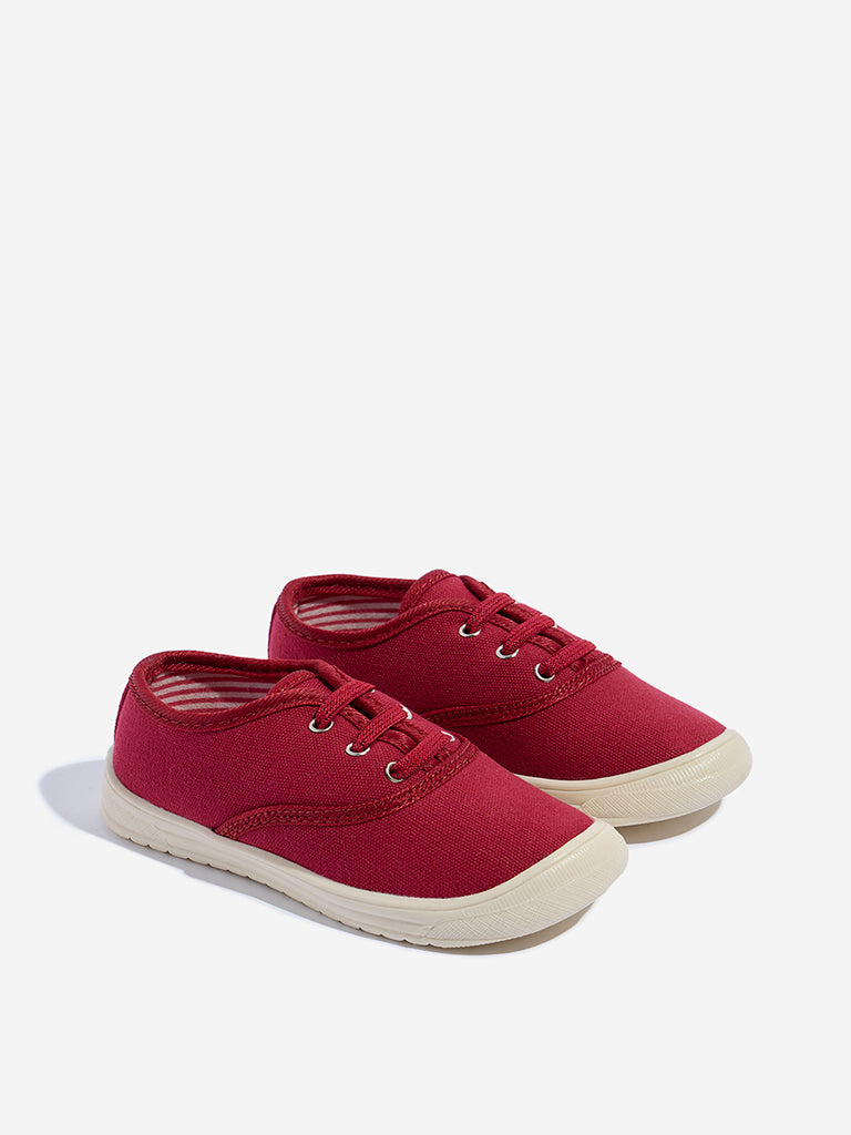 Yellow Red Lace-Up Shoes