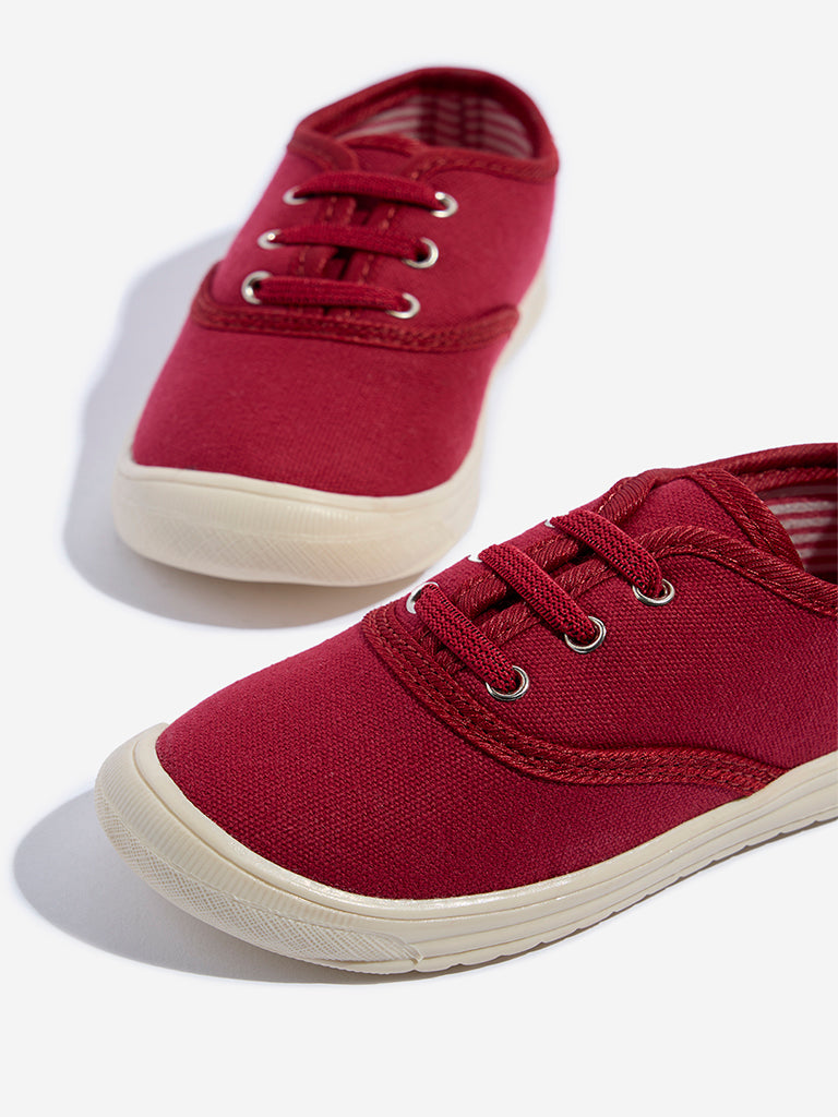 Yellow Red Lace-Up Shoes