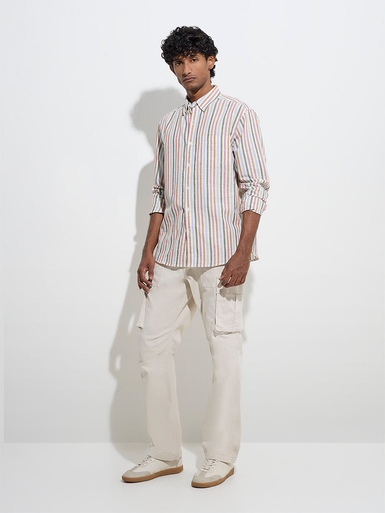 WES Casuals Multicolour Relaxed-Fit Cotton-Blend Shirt