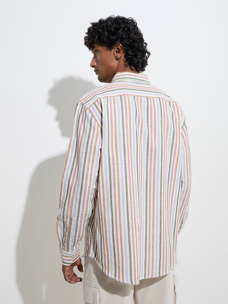 WES Casuals Multicolour Relaxed-Fit Cotton-Blend Shirt