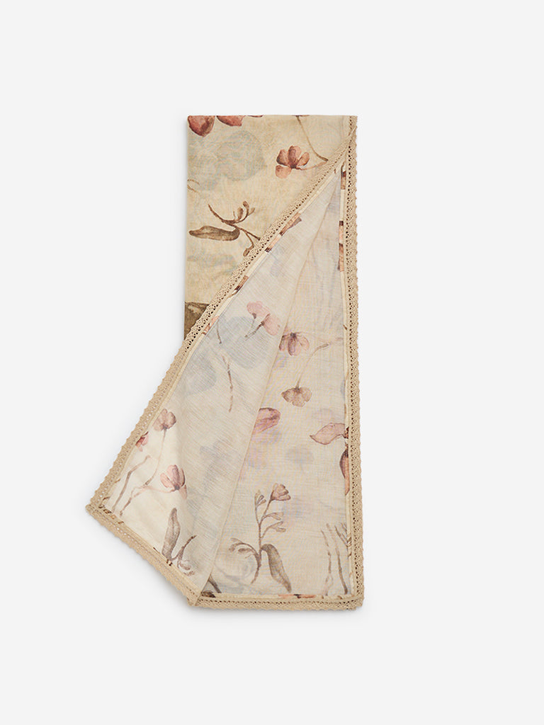 Zuba Beige Foliage Design Stole